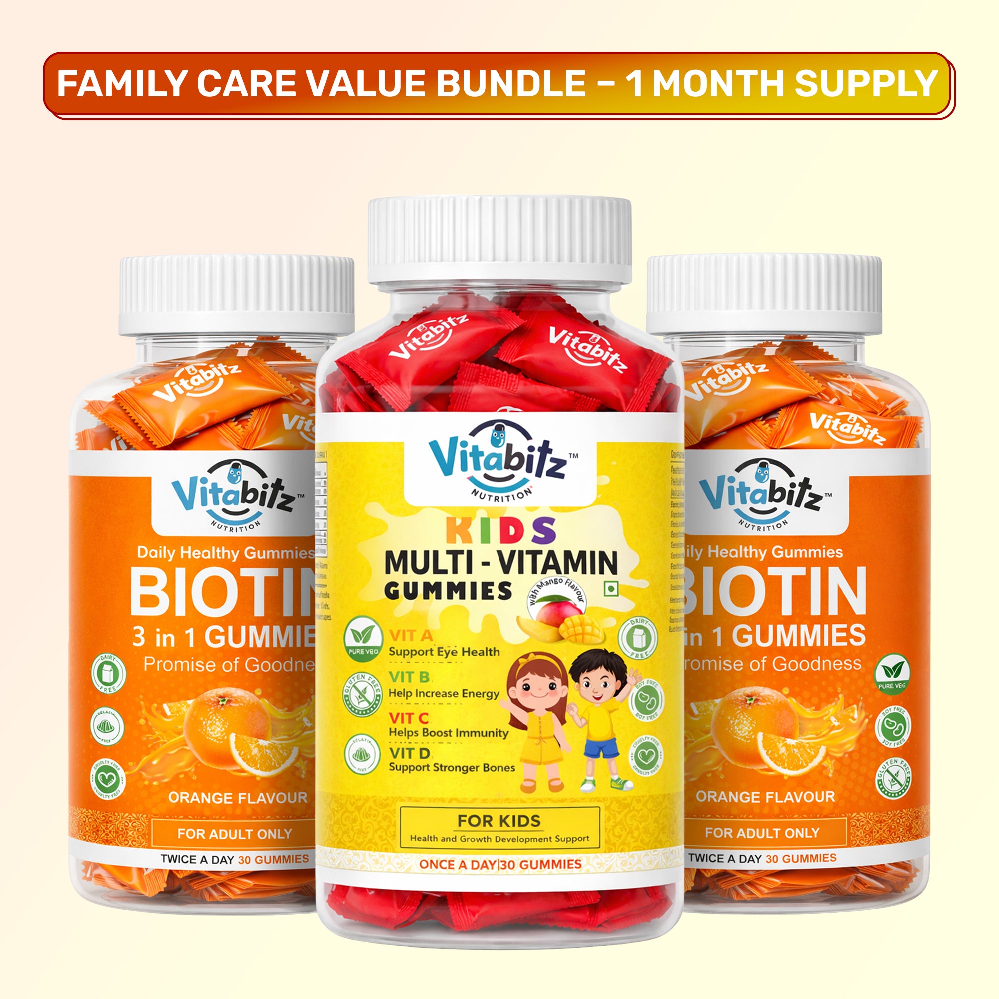 Family Wellness Combo (2 Biotin + 1 Kids Multivitamin)
